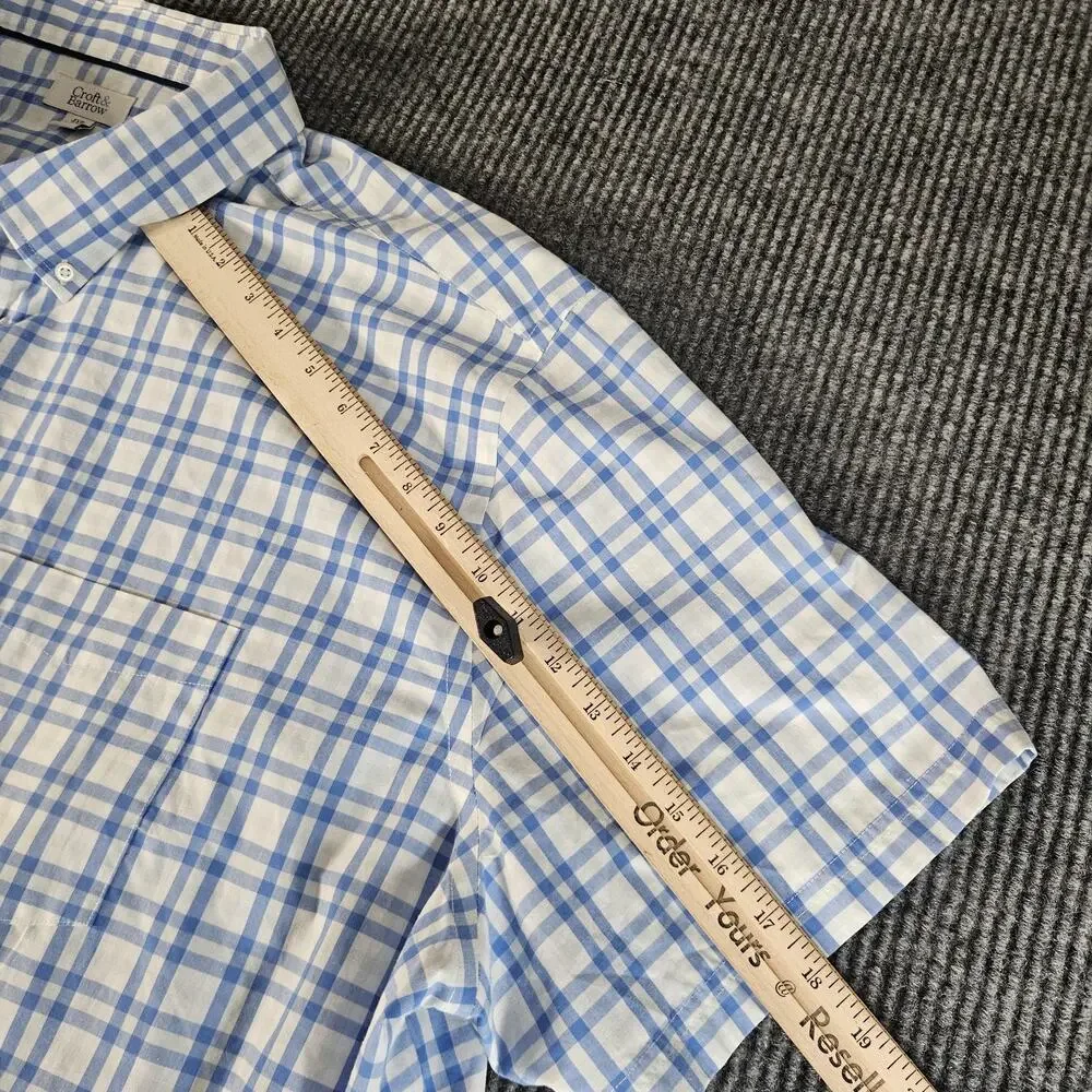 Croft & Barrow Shirt Mens 4XL Big Blue White Plaid Short Sleeve Button Down - Picture 3 of 8